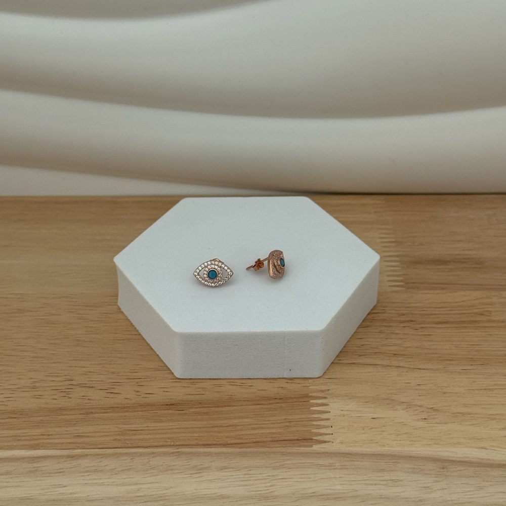 Rose Gold Evil Eye Stud Earrings